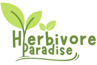 Heart-shaped green leaf logo symbol for Herbivore Paradise – a vegan recipe and lifestyle blog